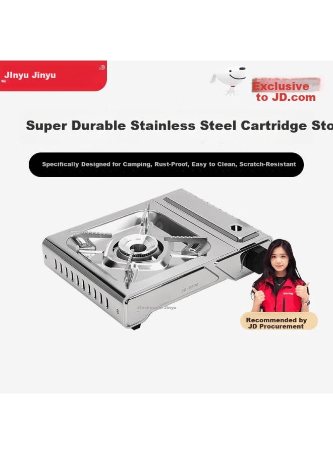 Jinyu Stainless Steel Cartridge Stove Outdoor Camping Portable Stainless Steel Gas Stove Windproof Cartridge Stove - Image 1