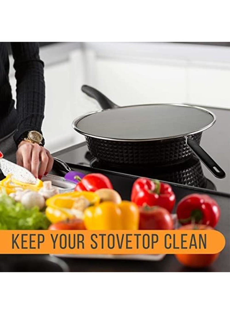 Luckam Splatter Screen for Frying Pan - Grease Guards Mesh Pot Oil Cooking Cover Skillet Lid,Black - Image 3