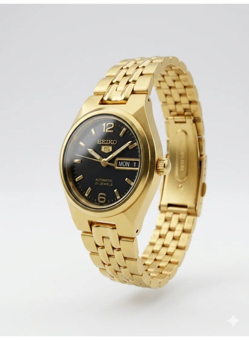 Seiko 5 سايكو SYMK38K1 ساعة أوتوماتيكية للنساء بقرص أسود وسوار من الفولاذ المقاوم للصدأ - Image 4