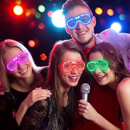 FAVELA 5 PCS LED Neon Light Goggles For Night DJ Party and Birthday Return Gifts For Adults and Teenagers | flashing glow eyewear For Kids & Teenagers Theme Party | light up glasses Pack OF 5 - Image 4