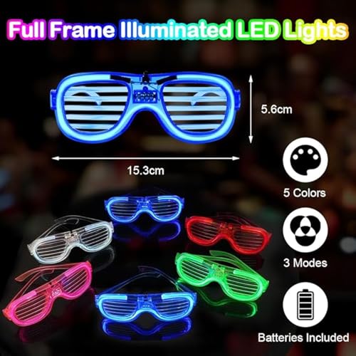 FAVELA 5 PCS LED Neon Light Goggles For Night DJ Party and Birthday Return Gifts For Adults and Teenagers | flashing glow eyewear For Kids & Teenagers Theme Party | light up glasses Pack OF 5 - Image 3