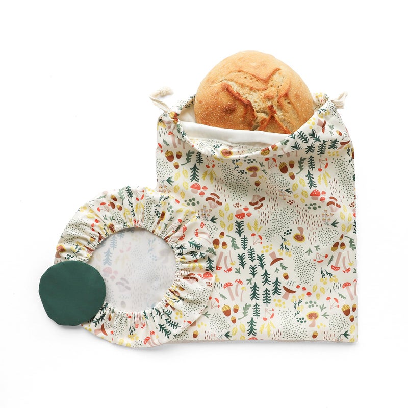 Esembly Sourdough Proofing Kit, Bread Storage Bag, Bread Proof Bowl Cover and Starter Cover - Reusable, Made with 100% TPU Washable Material and Organic Cotton Lined- 3-Piece Set - Fantastic Fungi - Image 1