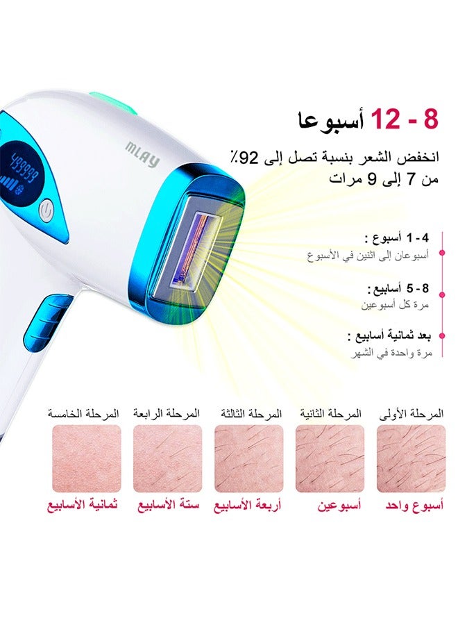 ملاي جهاز إزالة الشعر T4 بدون ألم IPL، إزالة الشعر بالليزر مع نظام التبريد، جهاز إزالة الشعر الدائم 500000 ومضة للنساء والرجال (مع إزالة الرؤوس السوداء) - Image 5