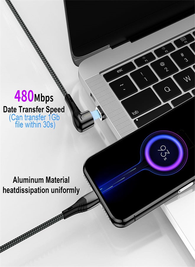 SYOSI 100W USB C to USB C Charging Cable Magnetic Suction Heads Right Angle Phone Charger 5A PD Fast Charge Cord for MacBook Pro/Air for iPhone 15 Pro Galaxy S23 2 Pack, 5ft - Image 5