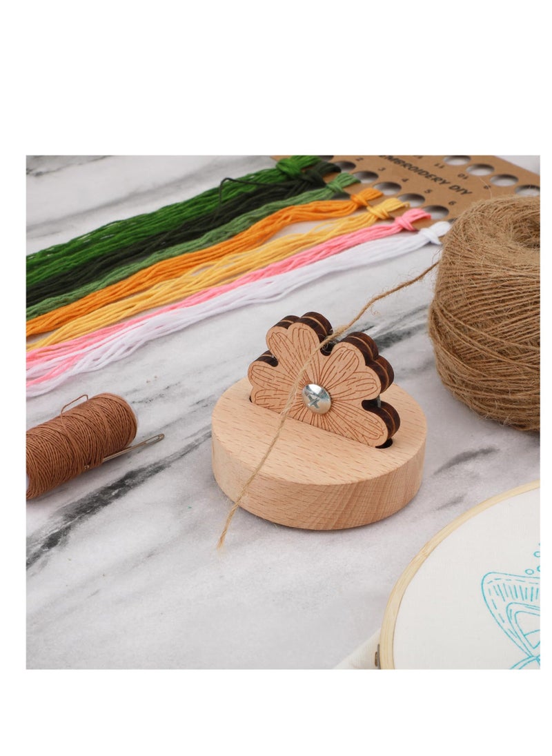 Daisy Thread Cutter, Tabletop Blade Saver Yarn Cutter, with Anti-Slip Stand Wooden Rotary Thread Cutting Tool, Sewing Seam Supplies Quilting Notions, 5 Cutting Positions, Anti-Slip Design - Image 5