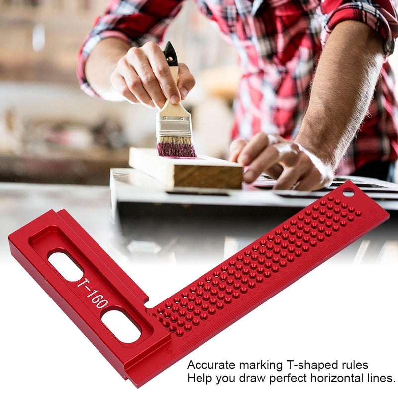 Marking Ruler for Woodworking, Carpenter Tool with T - Shaped Design, Wear - Rust - Proof Aluminum Alloy Woodworking Accessory for Accurate Hole Layout and - Image 5