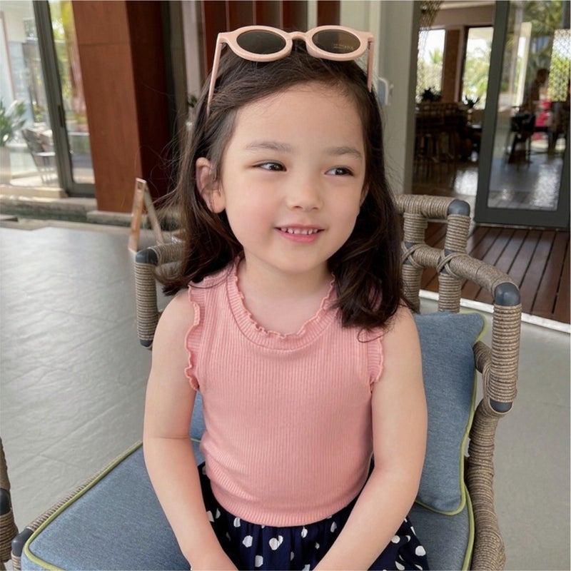 Girls' Summer Tank T-Shirt Round Neck Korean Goods Children's Clothing New Children's Solid Color Base Shirt Knitted Inner Jacket Trendy 6 - Image 4