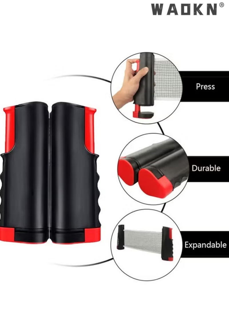 WAOKN Portable Retractable Table Tennis Set, All-in-One Ping Pong Kit with Thickened Material Reinforced Net, 2 Paddles, 6 Random Color Balls, Adjustable 7cm Clamp Clamp Ping Pong Kit& Carry Bag, Instant Setup for Indoor Outdoor Mini Travel Game, （Blank Carton Packaging） - Image 5