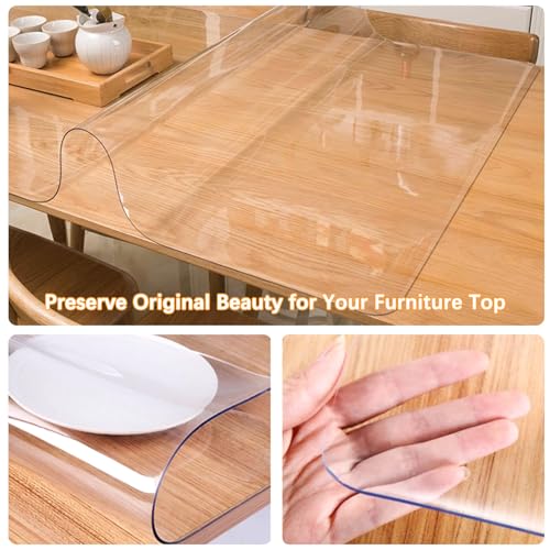 Easy Easy Life 24 x 60 Inch Clear Plastic Dining Table Protector Tablecloth Desk Pad Mat Wooden Furniture Coffee Glass End Bed Sofa Side Bar Bistro Pub Dinner Console Table Top Protection Cover Waterproof PVC Vinyl - Image 5