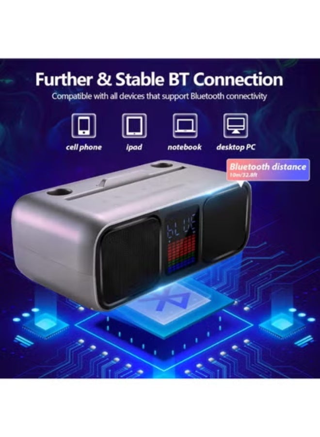 Smart Berry Karaoke Machine Party Speaker with Touch Screen, 2 Wireless Microphones, LED Lights & Phone Stand – USB/TF/AUX Support – Portable Bluetooth Karaoke Speaker for Kids & Family Parties (Silver) - Image 4