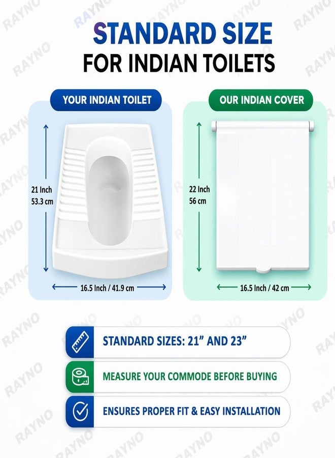 RAYNO Indian Square Toilet Cover 56L x 42W | White 21 Inch Orissa Pan Toilet Seat Cover | PP Commode Seat Cover | Lid for Indian Commodes (White) - Image 5