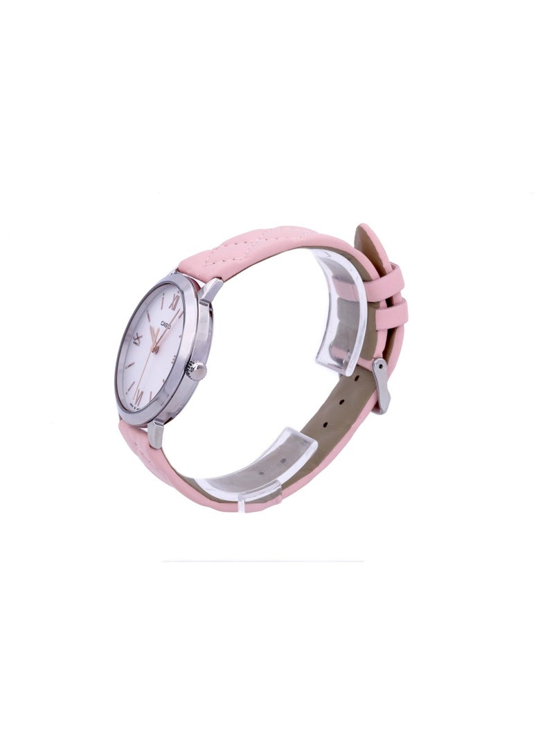 كاسيو Enticer Analog Women’s Watch LTP‑E153L‑4ADF, 36 mm Silver Dial, Stainless Steel Case & Pink Leather Band, Water Resistant - Image 2