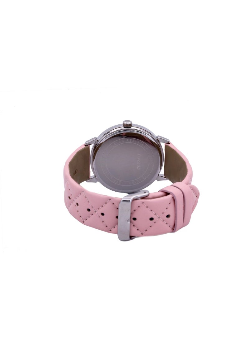 كاسيو Enticer Analog Women’s Watch LTP‑E153L‑4ADF, 36 mm Silver Dial, Stainless Steel Case & Pink Leather Band, Water Resistant - Image 3