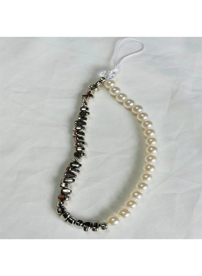 NIBEMINENT Super Cute Beaded Phone Charm – Trendy Phone Chain Wrist Strap, Shining Beads Chain Lanyard for Cell Phone