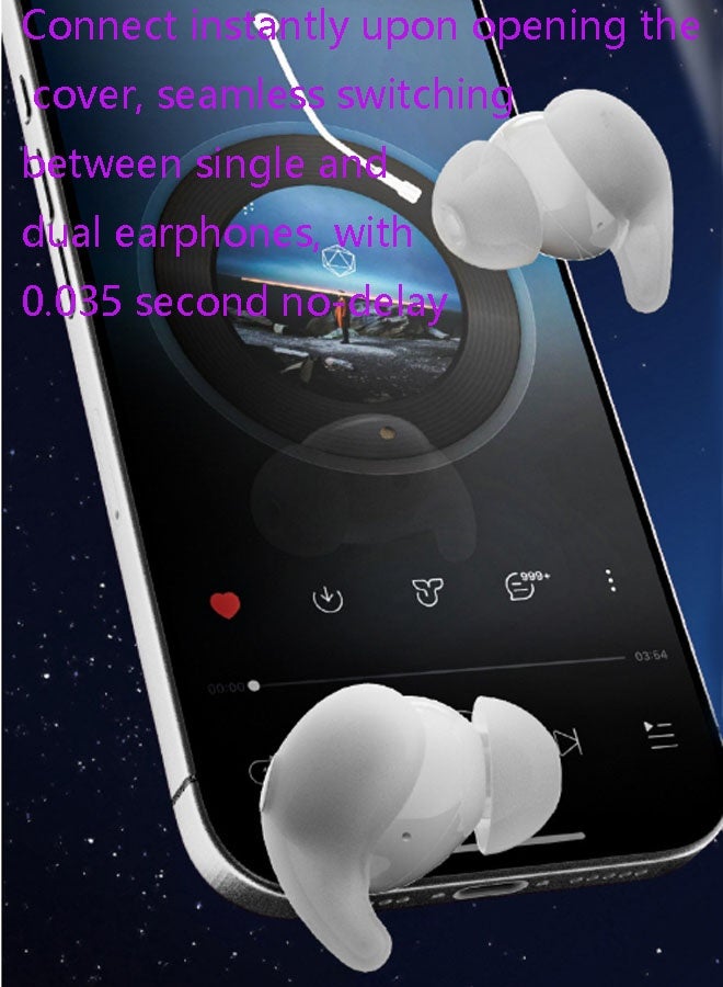 TWS True Wireless In-Ear Mini Bean-Style Bluetooth Earphones – Bluetooth 5.4, Noise Cancellation, Hi-Fi Lossless Sound Quality, Long Battery Life, No Delay, Compatible with iOS and Android Systems, Suitable for Gaming, Esports, and Sports (Pearl White) - Image 5
