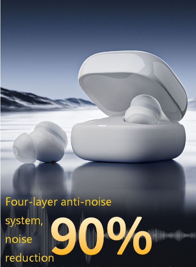 TWS True Wireless In-Ear Mini Bean-Style Bluetooth Earphones – Bluetooth 5.4, Noise Cancellation, Hi-Fi Lossless Sound Quality, Long Battery Life, No Delay, Compatible with iOS and Android Systems, Suitable for Gaming, Esports, and Sports (Pearl White) - Image 4