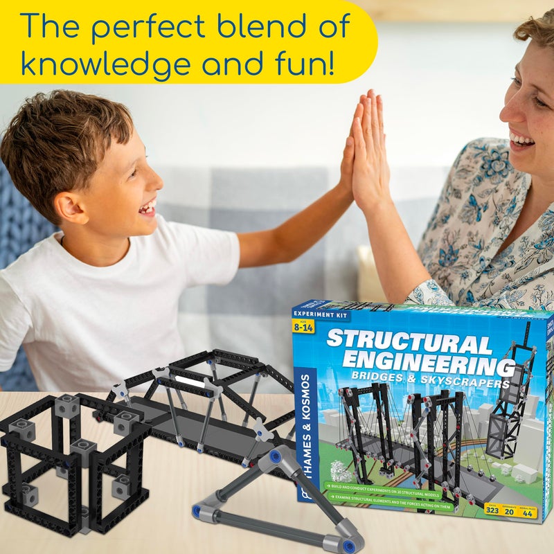 Thames & Kosmos Structural Engineering: Bridges & Skyscrapers | Science & Engineering Kit | Build 20 Models | Learn about Force, Load, Compression, Tension | Parents' Choice Gold Award Winner, Blue - Image 5