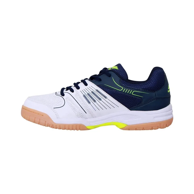 نيفيا Nivia Gel Verdict Badminton Shoes for Kids - Breathable Air Mesh & TPU Fusion Upper, Duofoam Midsole, Non-Marking Gum Rubber Outsole (Navy/White), UK07
