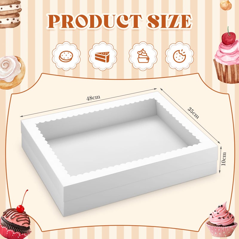 Chivertion 20 Pcs 19x14x4 Inch Half Sheet Cake Boxes 10pcs Large Rectangle Bakery Boxes with Window and 10pcs Cake Boards for Pastry Baking Cupcakes Pie Cookies Birthday Party(White) - Image 2