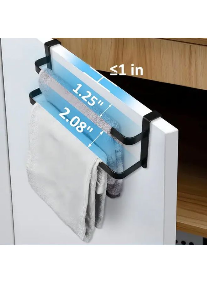 Black Metal Heavy Duty Double Towel Rack Over Door No Tools Installation - Image 4