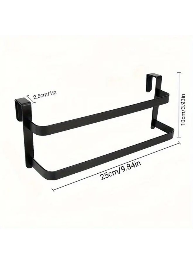 Black Metal Heavy Duty Double Towel Rack Over Door No Tools Installation - Image 5