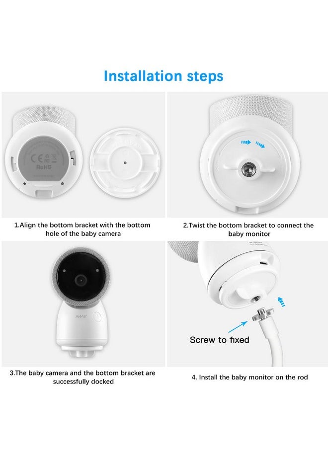 HOLACA - Flexible Twist Mount For Arenti Video Baby Monitor Camera Stand Bracket With 1/4 Threaded Hole Holder And Adjustable 360 Degree Mount For Crib Nursery (Clip Mount) - Image 1