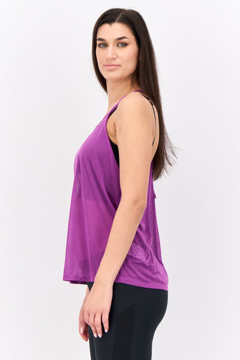 Nike Women Dri-Fit Sleeveless Running Tank Top, Purple - Image 3