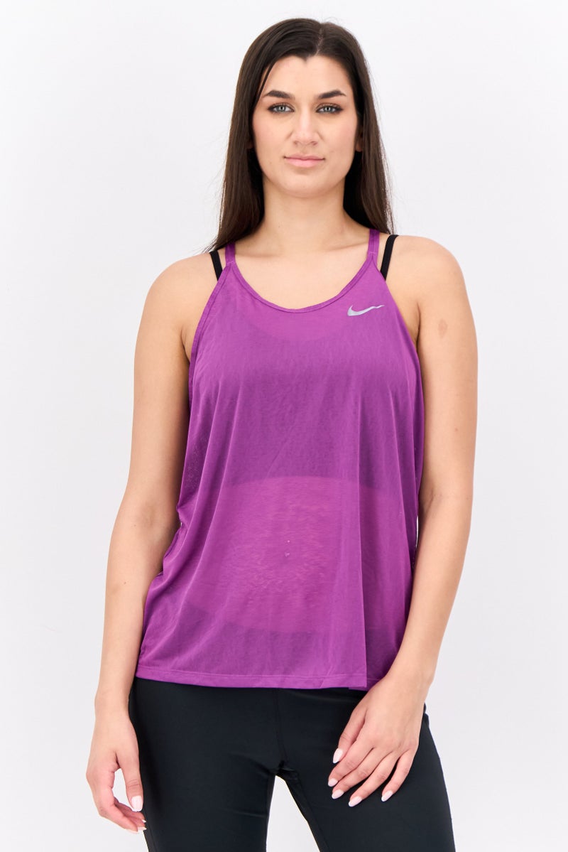 Nike Women Dri-Fit Sleeveless Running Tank Top, Purple - Image 1