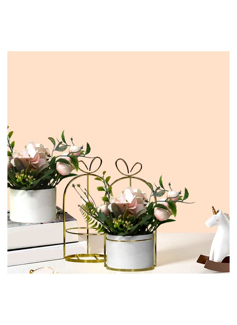 AIWANTO 3Pcs Artificial Flower Pots Home Decor Pots Gift for Home Decoration Office Flower Pots  - Image 4