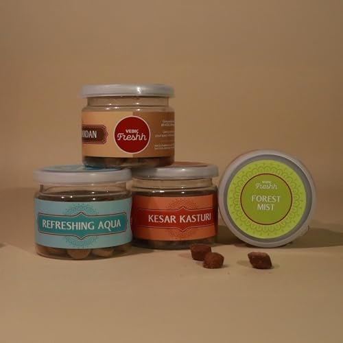 Vedic Air Freshener Use Living Room Office Home Fresheners Put 1 Tablet to Your Diffuser, Enjoy Long Lasting Aroma Set 4 (Aqua, Mist,Chandan, Kesar-Kasturi) - Image 1