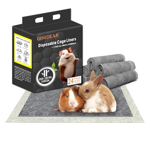 GINIDEAR Guinea Pig Bedding, Disposable Guinea Pig Cage Liners, Charcoal Odor Controlling Absorbent Waterproof Pee Pads for Rabbits, Hamster and Other Small Animals. 18''x24'',24 Count - Image 1