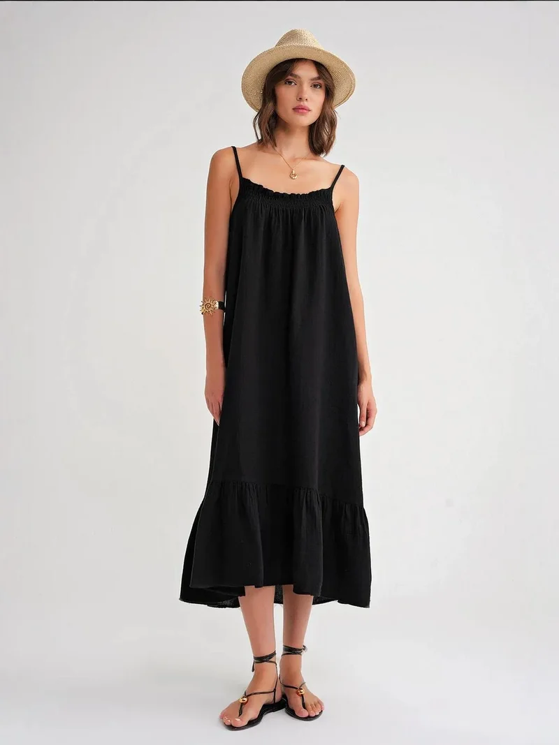 ميكسراي فستان ميدي ميكسراي موسلين بتفاصيل كشكش