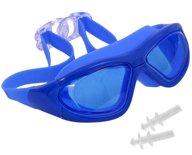 Spanker Wide View Swim Goggles with Ear Plugs, UV Protection No Leaking Anti Fog Lens Swimming Glasses for Adult Women Men and Youth,Black SSTP - Image 1