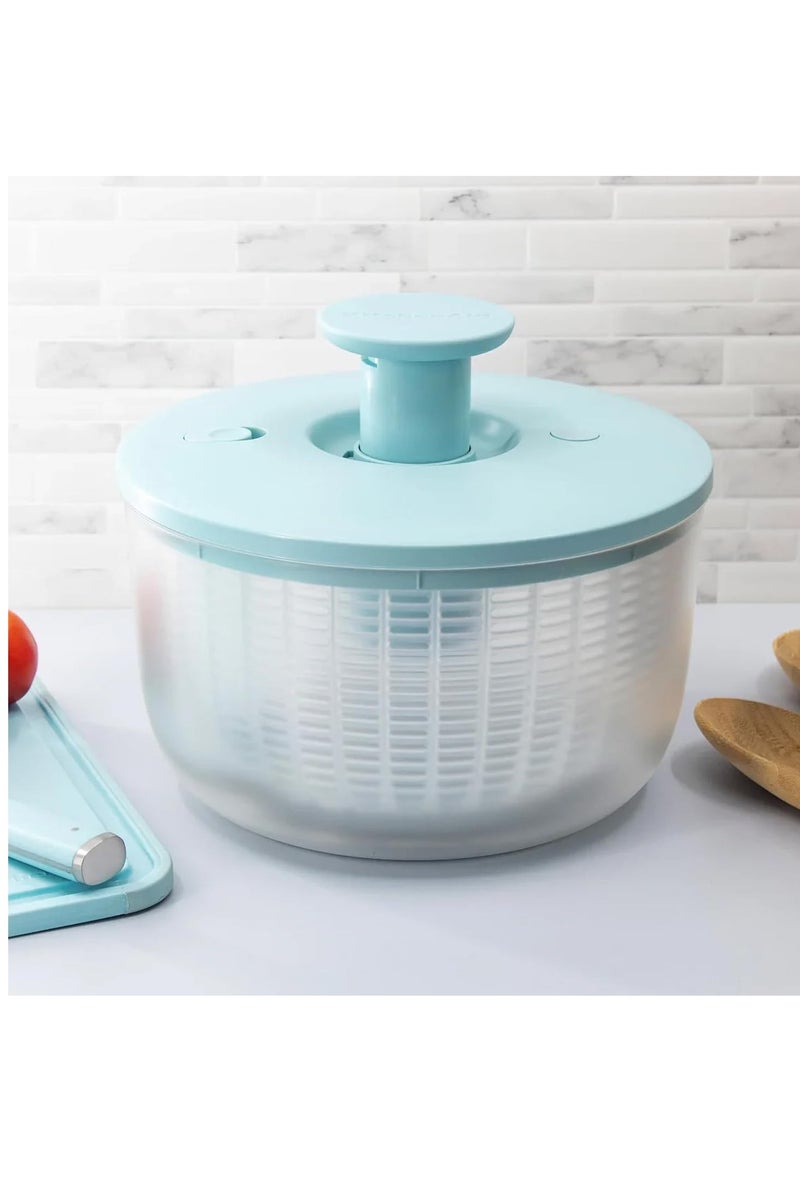KitchenAid Salad Spinner With Removable Colander And One Handed Pump Mechanism, Serving Bowl Capacity 6.96L | Basket Capacity 5.78L  | Blue | Vegetable Dryer - Image 1