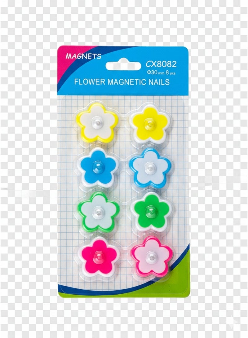 Magnets Flower Magnetic Pushpins – 8-Piece Colorful Flower-Shaped Magnets for Whiteboards & Refrigerators - Image 1
