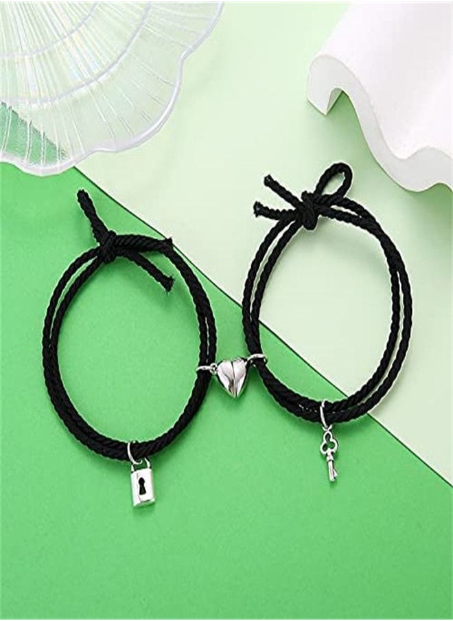 ORiTi - Heart Magnet Couples Bracelets Distance Relationship Rubber Rope Friendship Matching - Image 1