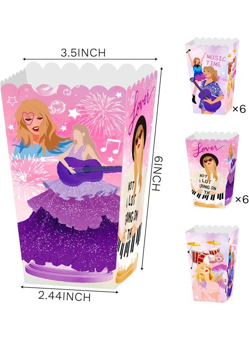 Zikra 24 PCS Singer Theme Party Popcorn Boxes, 4 Types Singer Theme Birthday Party Supplies, Singer Theme Paper Popcorn Box, Gift Bags Kids, Candy Treat Bag for Birthday, Wedding, Bridal Shower - Image 2
