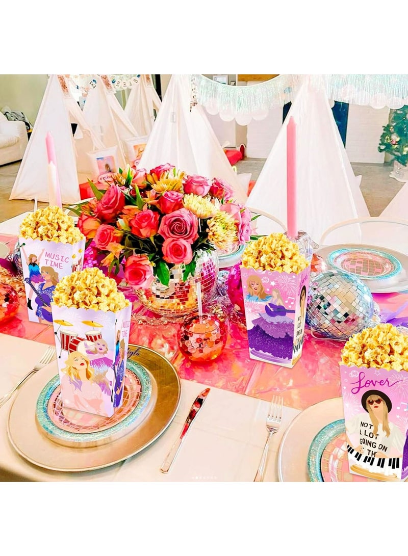 Zikra 24 PCS Singer Theme Party Popcorn Boxes, 4 Types Singer Theme Birthday Party Supplies, Singer Theme Paper Popcorn Box, Gift Bags Kids, Candy Treat Bag for Birthday, Wedding, Bridal Shower - Image 3