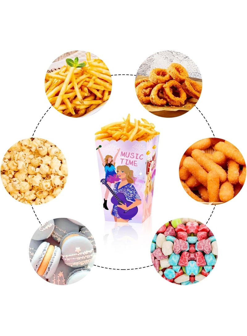 Zikra 24 PCS Singer Theme Party Popcorn Boxes, 4 Types Singer Theme Birthday Party Supplies, Singer Theme Paper Popcorn Box, Gift Bags Kids, Candy Treat Bag for Birthday, Wedding, Bridal Shower - Image 5