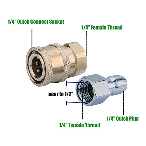 CREEXEON 1/4" Quick Connect Adapter Set for Pressure Washer, 1/4 Quick Release Connectors，2Pairs - Image 4