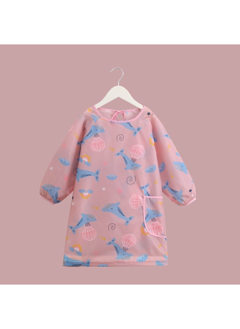 Generic - Childrens Painting coverall waterproof anti-dirty baby eating clothes painting apron long sleeve art kindergarten spring and summer Whale - Image 1