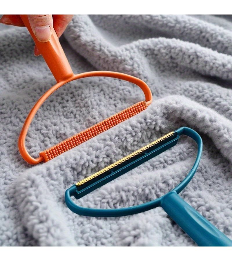 Orange 2 Pcs Dual Sided Manual Fabric Lint Remover Handheld Clothes Shaver - Image 1