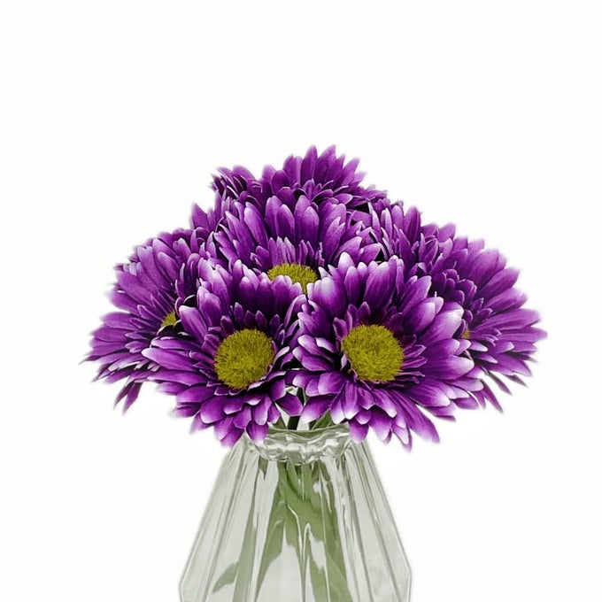 16PCS PURPLE FLOWERS GERBERA DAISY SILK FLOWERS ARTIFICIAL FLOWERS ARTIFICIAL DAISY FAKE FLOWERS BOUQUET FOR WEDDING BRIDAL BOUQUET PARTY HOME KITCHEN