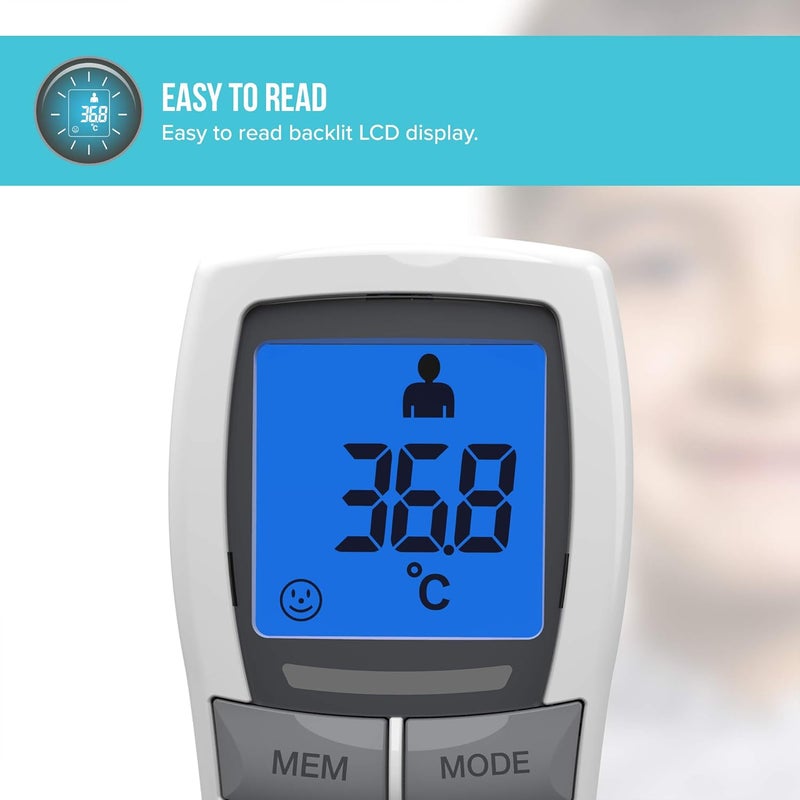 HoMedics No Touch Infrared Thermometer NonContact Portable Forehead Temperature Reader 1Second Instant Measurement Easy to Read LCD Display Fever Alarm Night Mode AutoOff 2yr Guarantee - Image 4