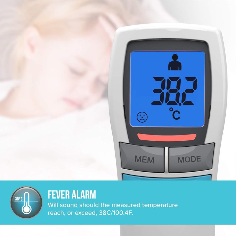 HoMedics No Touch Infrared Thermometer NonContact Portable Forehead Temperature Reader 1Second Instant Measurement Easy to Read LCD Display Fever Alarm Night Mode AutoOff 2yr Guarantee - Image 5