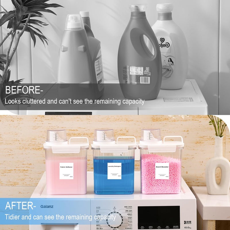 VOTLEVT 64 OZ Laundry Detergent Dispenser, Liquid Laundry Soap Dispenser, Fabric Softener Dispenser, Scent Booster/Laundry Powder Holder & Container, Laundry Room Organization and Storage, 3PACK - Image 3