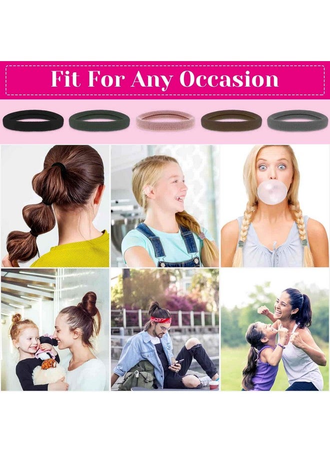 anezus 50 Pcs Thick Black Hair Ties Large Hair Elastics Bulk Hair Ties Stretch Hair Bands Ponytail Holders For Thick Heavy And Curly Hair Neutral Colors  - Image 5