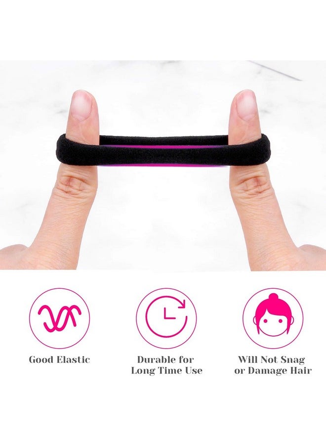 anezus 50 Pcs Thick Black Hair Ties Large Hair Elastics Bulk Hair Ties Stretch Hair Bands Ponytail Holders For Thick Heavy And Curly Hair Neutral Colors  - Image 3