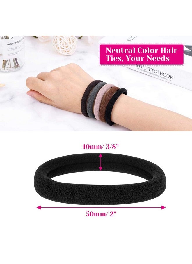 anezus 50 Pcs Thick Black Hair Ties Large Hair Elastics Bulk Hair Ties Stretch Hair Bands Ponytail Holders For Thick Heavy And Curly Hair Neutral Colors  - Image 4