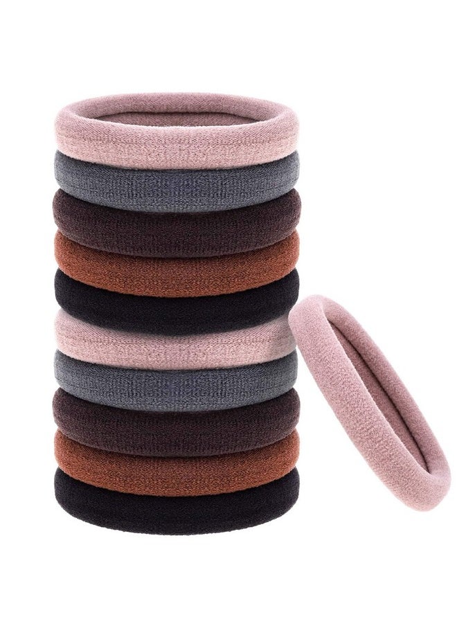 anezus 50 Pcs Thick Black Hair Ties Large Hair Elastics Bulk Hair Ties Stretch Hair Bands Ponytail Holders For Thick Heavy And Curly Hair Neutral Colors  - Image 1